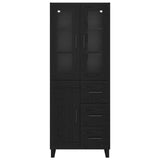 Credenza 2 pcs Rovere Nero Legno Stratificato e Vetro