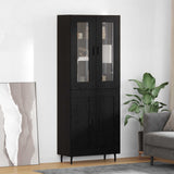 Credenza 2 pcs Rovere Nero Legno truciolato