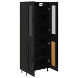 Credenza 2 pcs Rovere Nero Legno truciolato