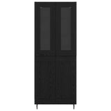 Credenza 2 pcs Rovere Nero Legno truciolato