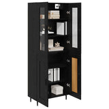 Credenza 2 pcs Rovere Nero Legno truciolato