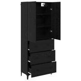 Credenza Rovere Nero 69,5 x 34 x 180 cm Legno truciolato