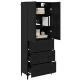 Credenza Rovere Nero 69,5 x 34 x 180 cm Legno truciolato