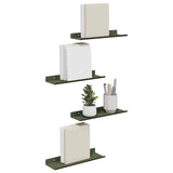 Mensola sospesa 4 pcs Verde oliva 30 x 9 x 2,5 cm Acciaio