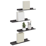 Mensola sospesa 4 pcs Nero 40 x 8,5 x 2,5 cm Acciaio