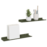 Mensola sospesa 2 pcs Verde oliva 40 x 8,5 x 2,5 cm Acciaio