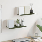 Mensola sospesa 2 pcs Verde oliva 40 x 18 x 2,5 cm Acciaio