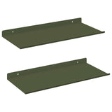 Mensola sospesa 2 pcs Verde oliva 40 x 18 x 2,5 cm Acciaio