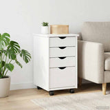 Mobile con Ruote Bianco 34 x 39 x 56 cm Legno di pino massiccio