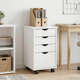 Mobile con Ruote Bianco 34 x 39 x 56 cm Legno di pino massiccio