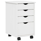 Mobile con Ruote Bianco 34 x 39 x 56 cm Legno di pino massiccio