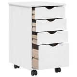 Mobile con Ruote Bianco 34 x 39 x 56 cm Legno di pino massiccio