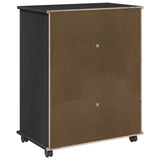 Mobile con Ruote Nero 63,5 x 39 x 79 cm Legno di Pino Massello