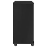 Mobile con Ruote Nero 63,5 x 39 x 79 cm Legno di Pino Massello