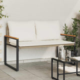 panchina Beige e Bianco Crema 115 x 65 x 72 cm Rattan
