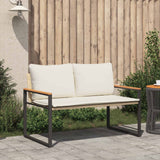 panchina Beige e Bianco Crema 115 x 65 x 72 cm Rattan
