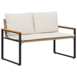 panchina Beige e Bianco Crema 115 x 65 x 72 cm Rattan