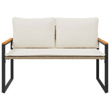 panchina Beige e Bianco Crema 115 x 65 x 72 cm Rattan