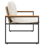 panchina Beige e Bianco Crema 115 x 65 x 72 cm Rattan