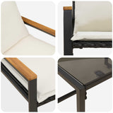 Set di Mobili con cuscino 3 pcs Nero e Bianco Crema Rattan