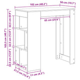 Tavolo da bar Rovere Nero 102 x 50 x 103,5 cm Legno truciolato