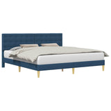 Struttura del letto con testiera Blu 200 x 200 cm Tessuto
