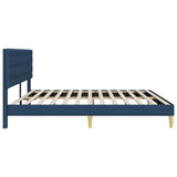 Struttura del letto con testiera Blu 200 x 200 cm Tessuto