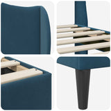Struttura del letto con testiera Blu 120 x 190 cm Velluto