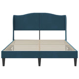 Struttura del letto con testiera Blu 120 x 190 cm Velluto