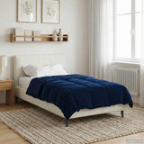 Duvet Invernale Trapuntato Blu Scuro 140 x 220 cm Microfibra