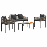 Set di Mobili da Esterno Grigio e Grigio Scuro polyrattan