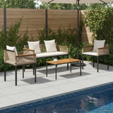 Set di Mobili da Esterno Beige e Bianco Crema polyrattan