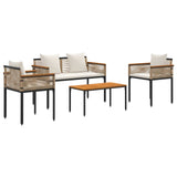 Set di Mobili da Esterno Beige e Bianco Crema polyrattan