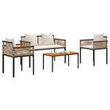 Set di Mobili da Esterno Beige e Bianco Crema polyrattan