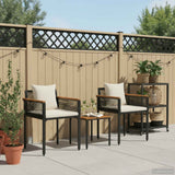 Set di Mobili da Esterno Nero e Bianco Crema polyrattan