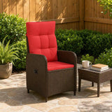 Sedia da giardino reclinabile Marrone e Rosso polyrattan