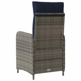 Sedia da giardino reclinabile Grigio e Blu Navy polyrattan
