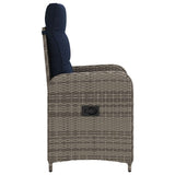 Sedia da giardino reclinabile Grigio e Blu Navy polyrattan