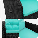 Sedia da giardino reclinabile Nero e Turchese polyrattan