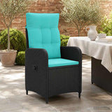Sedia da giardino reclinabile Nero e Turchese polyrattan