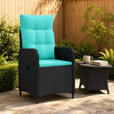 Sedia da giardino reclinabile Nero e Turchese polyrattan