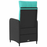 Sedia da giardino reclinabile Nero e Turchese polyrattan