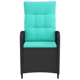 Sedia da giardino reclinabile Nero e Turchese polyrattan