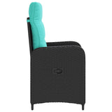 Sedia da giardino reclinabile Nero e Turchese polyrattan