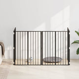 Cancello per cani 4 pcs Nero 80 x 100 cm Acciaio zincato