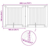 Cancello per cani pieghevole con supporti 2 pcs 200,5 cm