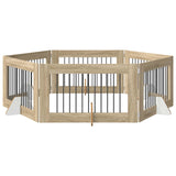 Cancello per cani pieghevole con supporti 6 pcs Rovere Sonoma