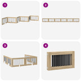 Cancello per cani pieghevole con supporti 6 pcs Rovere Sonoma