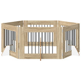 Cancello per cani con supporti 6 pcs Rovere Sonoma 80 x 60 cm