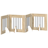 Cancello per cani pieghevole con supporti 4 pcs Rovere Sonoma